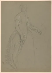 Studie av stående kvinne for "The Republican Court" (Lady Washingtons mottaksdag)