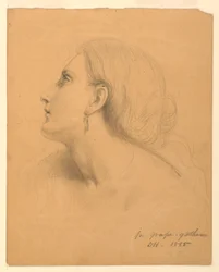 Studie av et kvinnehode for "Druesamlere"