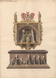 Minnesmerke over Lord og Lady Latimer og graven til barna Ralph, Katherin, Ralph, Dorothye, Jane, Margaret og Anne fra East Ham Church