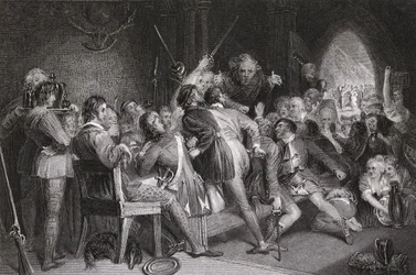 The Hall of Glennaquoich - a Highland Feast, gravert av P. Lightfoot, fra 