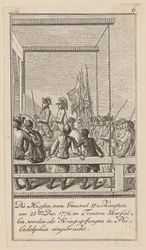 Blad 6 i serien til avhandlingen «Historien om revolusjonen i Nord-Amerika» av M. C. Sprengel.