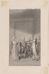 Clarisse, hennes onkel Anton, hennes bror Jacob og Solmes i samtale