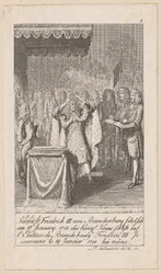 Kurfyrst Fredrik III av Brandenburg kroner seg selv, blad 1 i serien «Eldre, middelalderlig og nyere historie»