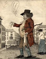 Balladeselger, tidlig på 1800-tallet (håndfarget gravering)