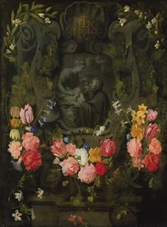 Steinrelieff i blomster