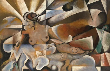 Cubist Woman, av Baranov-Rossine, Vladimir Davidovich (1888-1942). Olje på lerret, ca. 1920. Størrelse: 101x153,5 cm. Privat samling