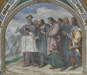 Saint Bruno av Köln viser stedet der Charterhouse skal ligge