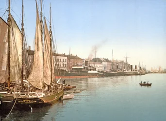 Utsikt over Havnegade, København, pub. 1900