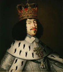 Kong Frederik III av Danmark og Norge i kroningsdrakt ...
