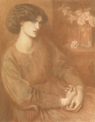 Jane Morris, 1868 (farget kritt)
