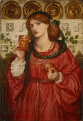 Kjærlighetens kopp - Maleri av Dante Gabriel Rossetti (1828-1882), olje på tre