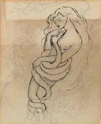 Lady Lilith, ca. 1869 (blyant, penn og brunt blekk på papir)