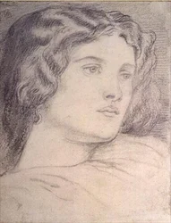 Portretthode av Fanny Cornforth, ca. 1862-5 (blyant)