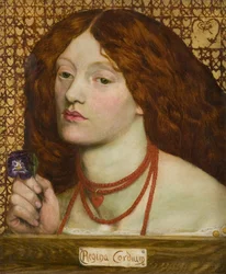 Queen of Hearts (Queen of Hearts) (Reine de coeur) - Dante Gabriel Rossetti (1828-1882). Olje på lerret