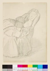 Studie av Ruth Herbert sovende, ca. 1858–1859 (blyant)