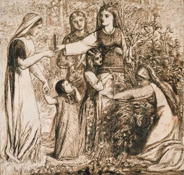 Dantes visjon om Matilda som samler blomster, c1855
