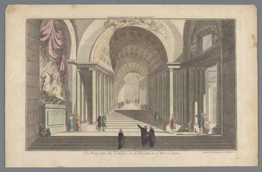Utsikt over vestibylen og trappen til St. Peter i Roma Vestibule de St. Pierre a Rome / Vue Perspective du Vestibule, et de l
