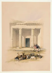 Egypt, inngang til Caves of Beni Hassan, gravering basert på tegning av David Roberts