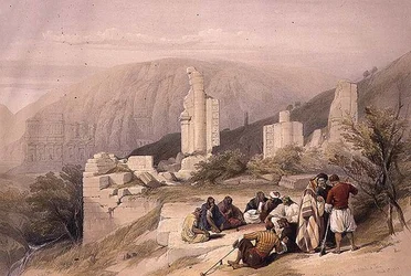Rester av en triumfbue i Petra, 8. mars 1839, plate 100 fra bind III av 