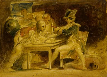 Nelson Sealing Dispatches utenfor København, ca. 1835 (olje på panel)