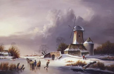 Nederlandsk frossen elvelandskap