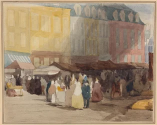 En fransk markedsscene, muligens Boulogne