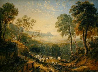 Utsikt over Harlech Castle (akvarell på papir)