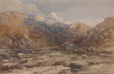 Elvelandskap i Wales, ca. 1850.