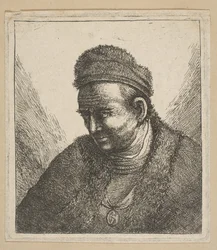 Beardless Man in Fur Cloak and Cap: Bust, andre halvdel av 1700-tallet.