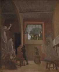 Billedhuggeren Jens Adolph Jerichau i sitt studio i Roma
