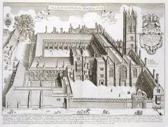 Magdalen College, Oxford, fra 'Oxford Illustrated', utgitt 1675