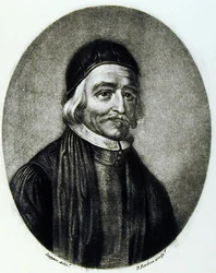 Portrett av Dr Thomas Bailey, gravert av Richard Earlom (1743-1822) fra Illustrious Characters in British History (mezzotint)