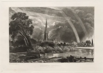 Salisbury Cathedral fra Meadows Small Plate, 1855.