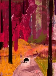Svart hund, 2013, collage på papir