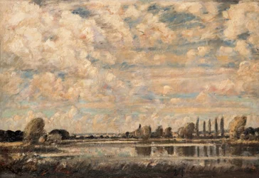 A River Scene (olje på lerret)