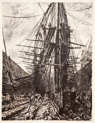 HMS Lion i tørrdokk, illustrasjon fra «The Western Front», utgitt av Country Life Ltd.