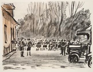 Skotske pipepipers, illustrasjon fra «The Western Front», utgitt av Country Life Ltd.