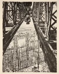 Skipsverft sett fra Big Crane, illustrasjon fra «The Western Front», utgitt av Country Life Ltd.