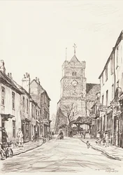 Den gamle kirken, Seaford (blyant)