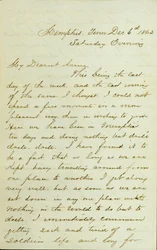 Brev fra DR Greer, Memphis, Tn., Til Anna McKinney, 6. desember 1862