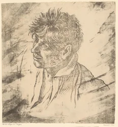 Portrett av en mann Leder av en mann, profil