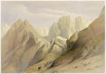 Ascent of the Lower Range of Sinai, 18. februar 1839, plate 114 fra bind III av 