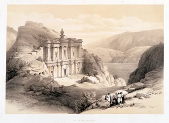 El Deir, Petra, tegning laget 08.03.1839 i "" Det hellige land", London-1849