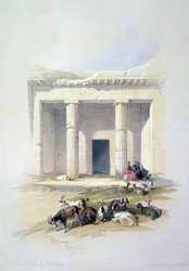 Inngang til hulene i Beni Hasan: Gammelt egyptisk gravsted brukt hovedsakelig i Midtriket, 21.-17. århundre f.Kr. Av David Roberts (1796-1864) skotsk kunstner og orientalist
