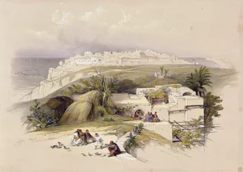 Jaffa, 26. mars 1839, plate 62 fra bind II av 'The Holy Land', gravert av Louis Haghe (1806-85) pub. 1843