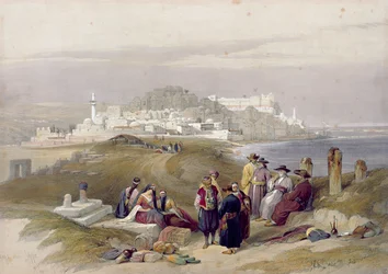 Jaffa, det antikke Joppe, 16. april 1839, tavle 61 fra bind II av «Det hellige land», gravert av Louis Haghe (1806-85), utgitt 1843