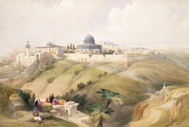 Jerusalem, 9. april 1839, plansje 16 fra bind I av «The Holy Land», gravert av Louis Haghe (1806-85), utgitt 1842