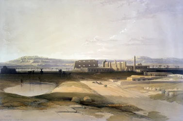 Karnak. Litografi fra 1856 etter David Roberts (1796–1864), skotsk kunstner og orientalist.