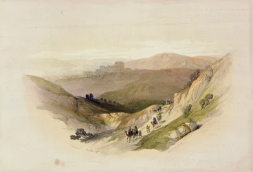 Ruinene av Semua, 16. mars 1839 fra bind 1 av 'Det hellige land'; gravert av Louis Haghe (1806-85) utgitt i London, 1842