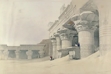 Horus-tempelet, Edfu, fra «Egypt og Nubia», gravert av Louis Haghe (1806-85), utgitt i London, 1838